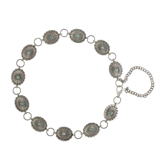 Myra Bag Grail Concho Belt Silver Tone Turquoise - NWT - Picture 1 of 4